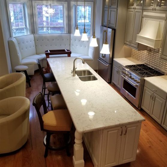 renovated kitchen with granite counter top